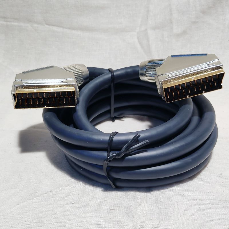 кабель SCART 21p вилка --- SCART 21p вилка, 21 провод, экран, проф,  1.5 метр
